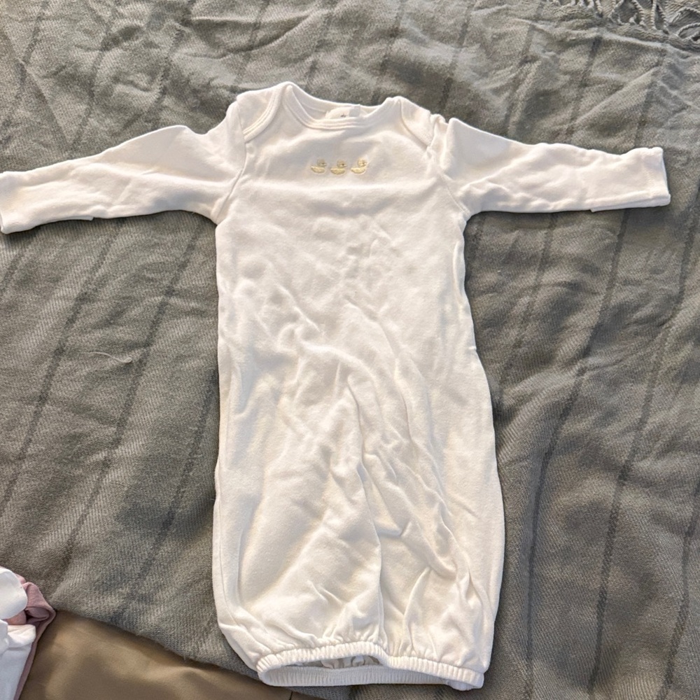 White Baby Gown with Duck Embroidery